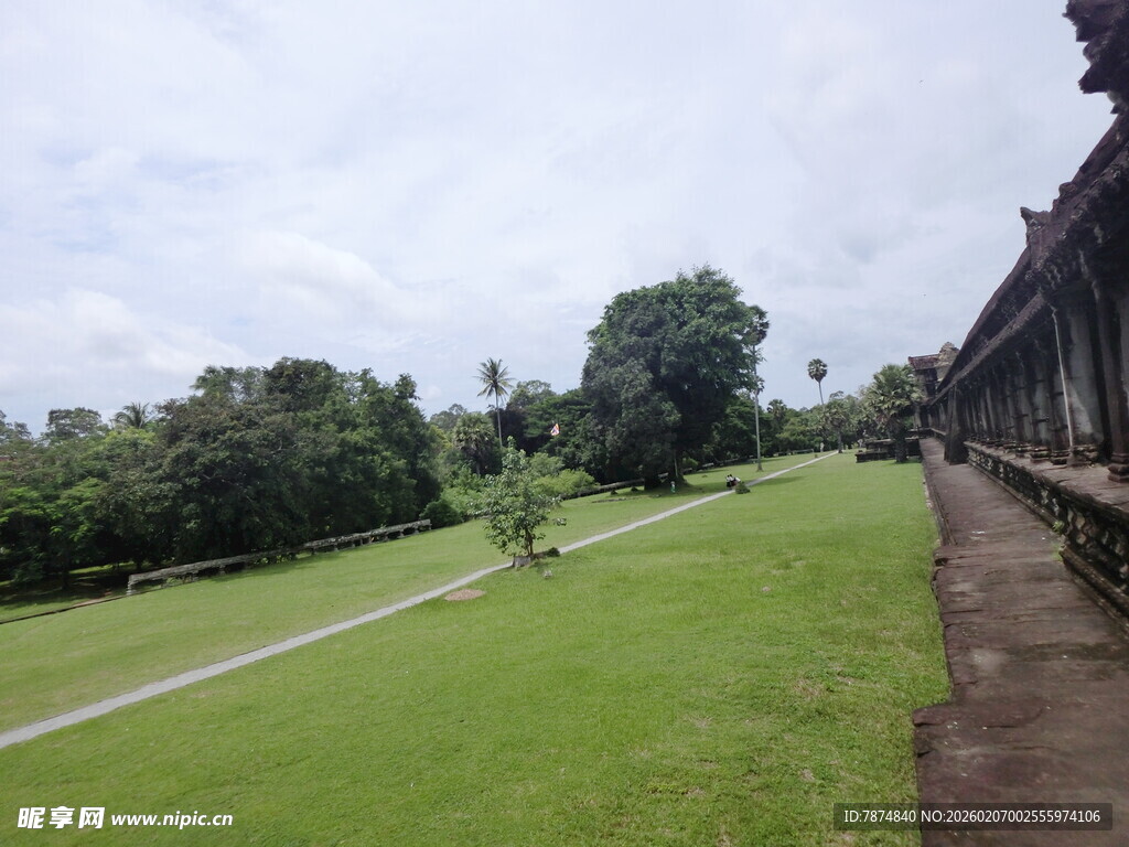 庭院绿草如茵的静谧景致