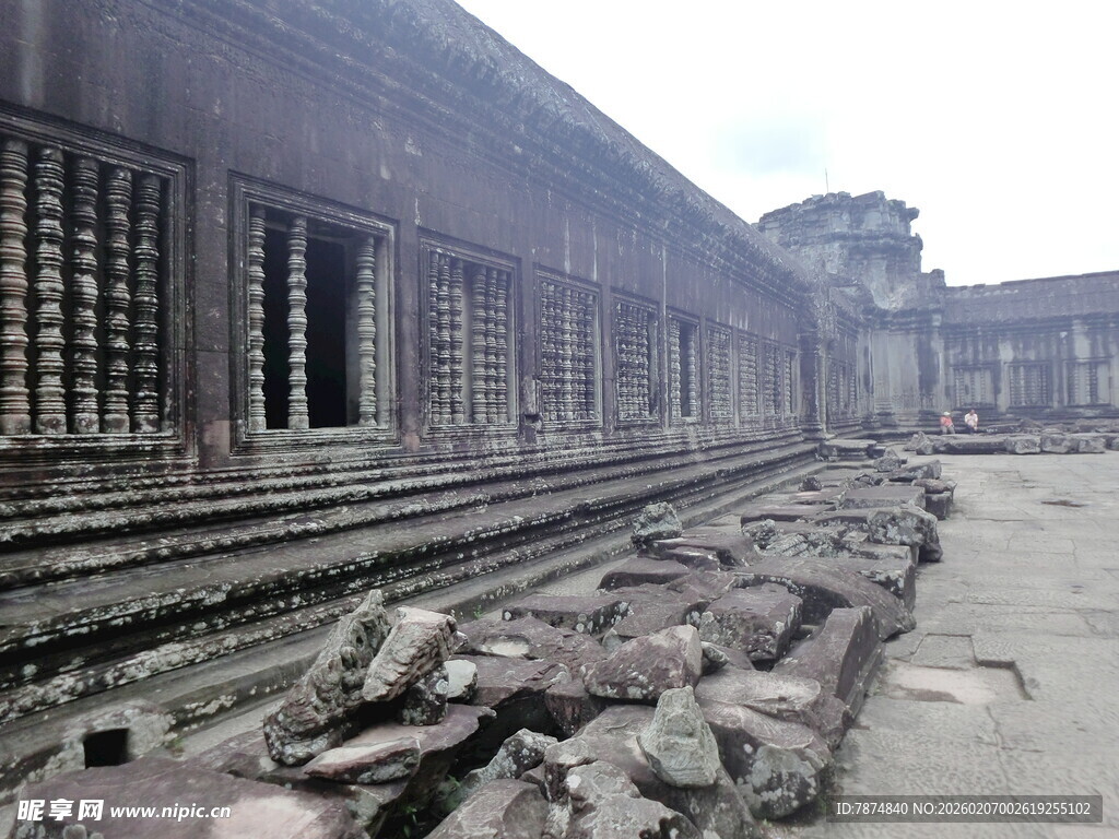 吴哥窟遗址的残垣断壁