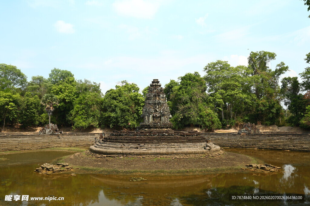 古老寺庙隐于葱郁树林间