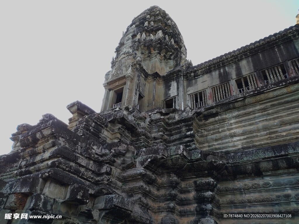 吴哥窟古老建筑局部特写