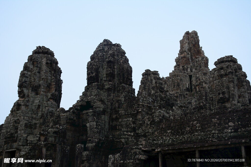 吴哥窟寺庙独特岩石景观