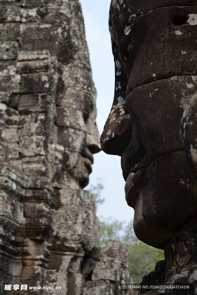 吴哥窟神秘石像特写