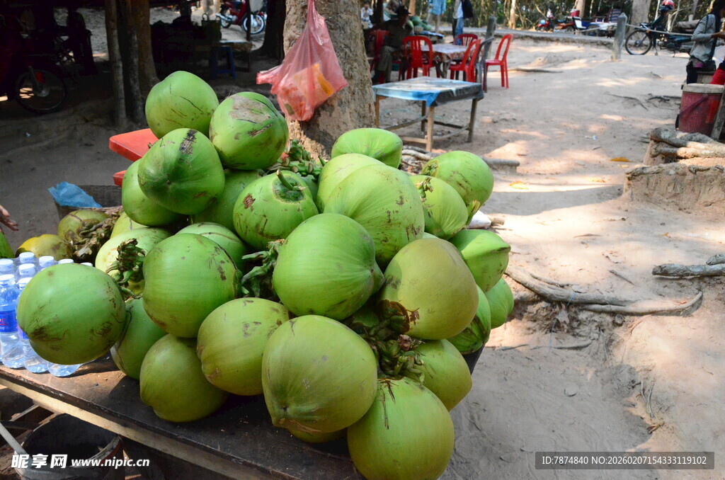 街头待售的新鲜青椰子