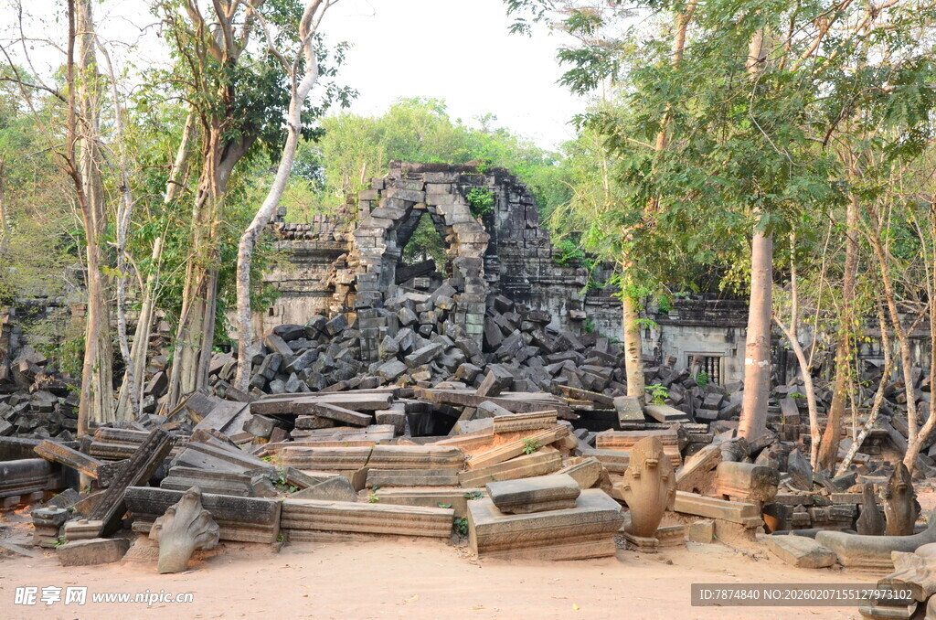 古老石构遗迹隐于丛林