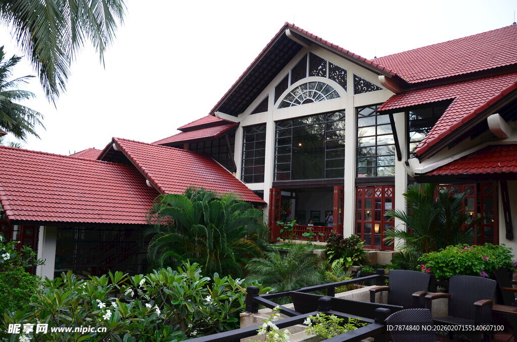 热带风情红顶度假建筑