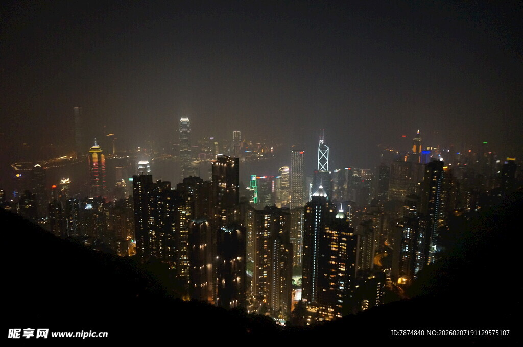 城市璀璨夜景俯瞰图