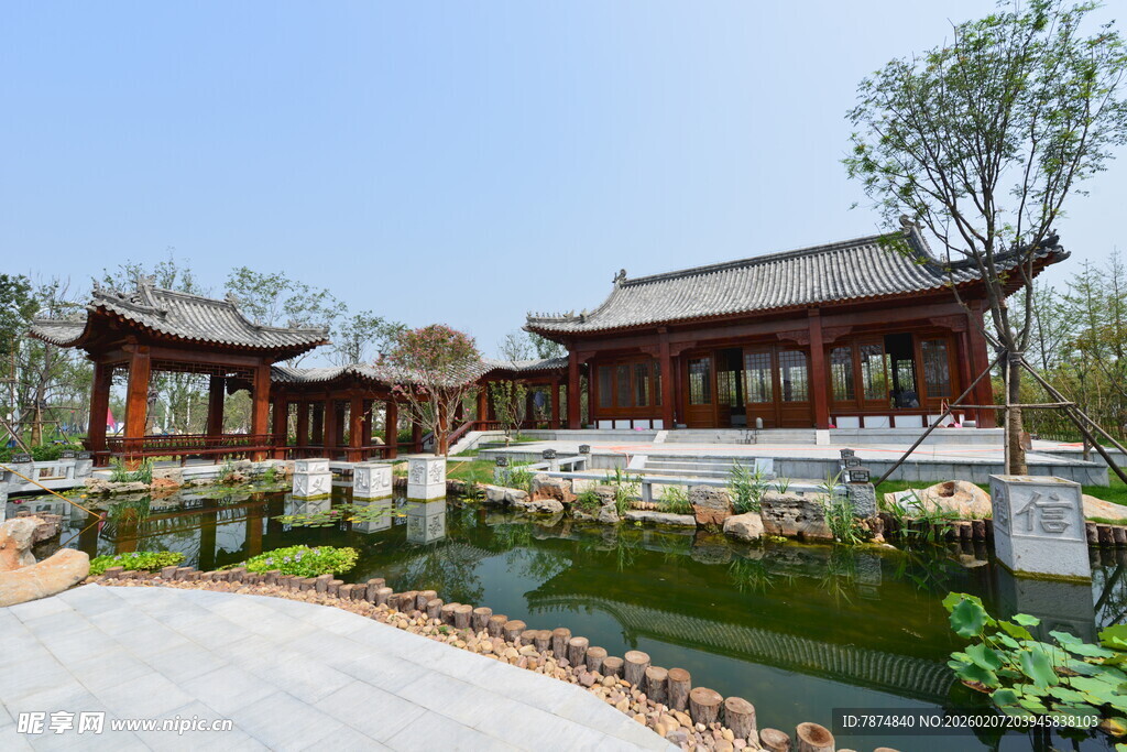 中式园林景观中的雅致建筑
