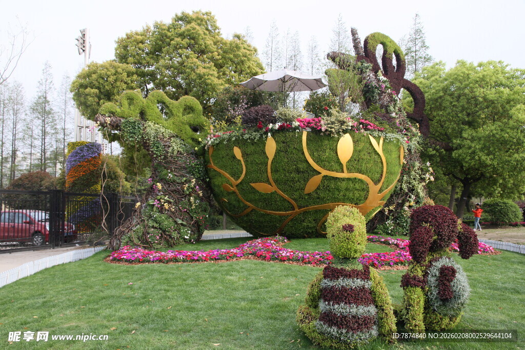 花园中的创意植物造型景观