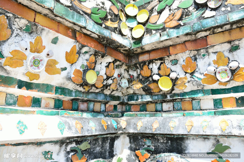 精美古代建筑彩绘一角