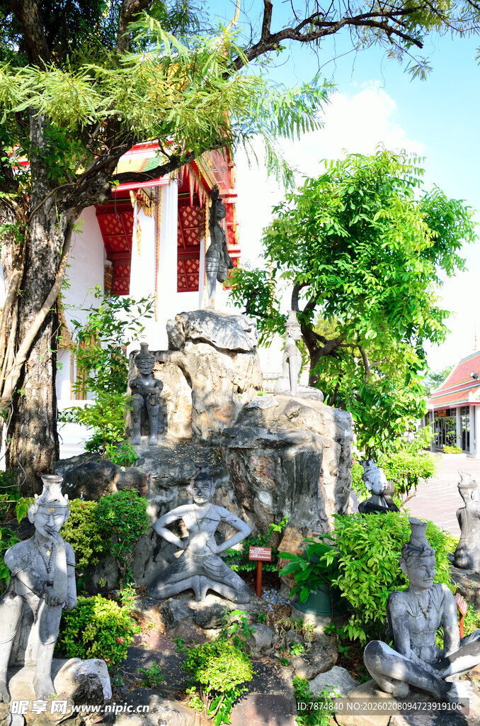 马来西亚中式园林假山绿植景观