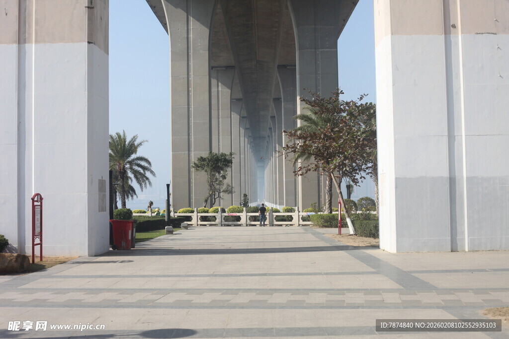 湛江桥下开阔道路景观