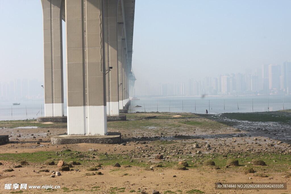 湛江江边大桥桥墩近景