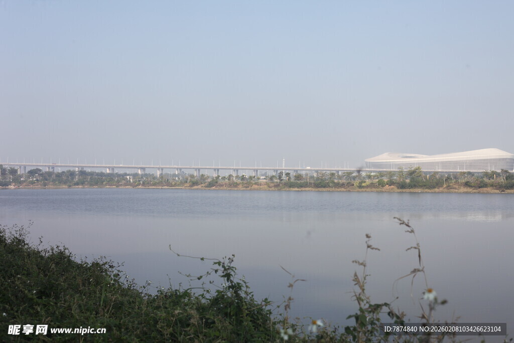 湛江宁静湖畔自然风光