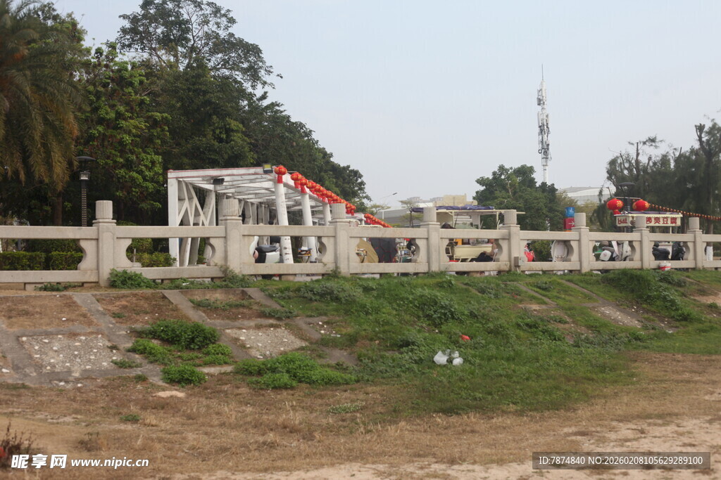 中式白色围栏景观