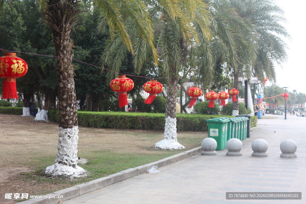 湛江街道边的喜庆红灯笼装饰