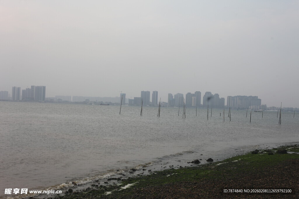 湛江江边城市景观远景
