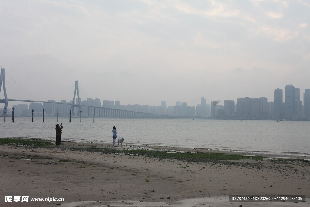 湛江江边城市风光