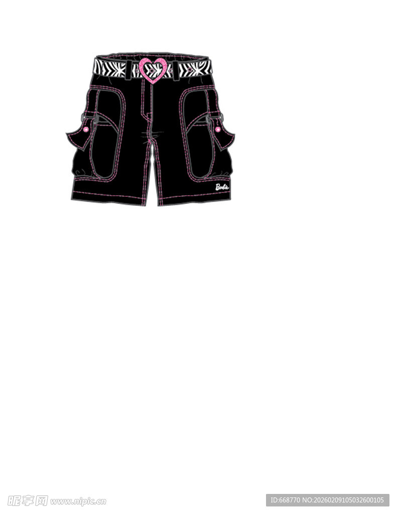 黑色装饰短裤时尚单品
