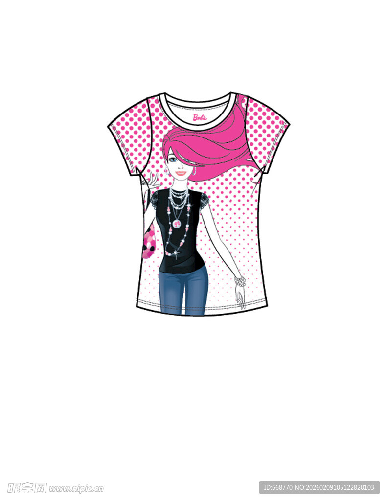 卡通图案女童短袖T恤