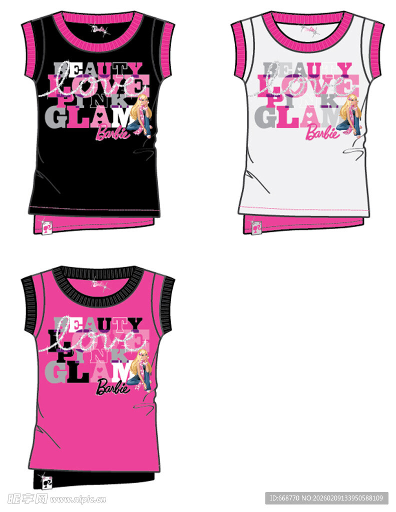 女童时尚印花短袖T恤