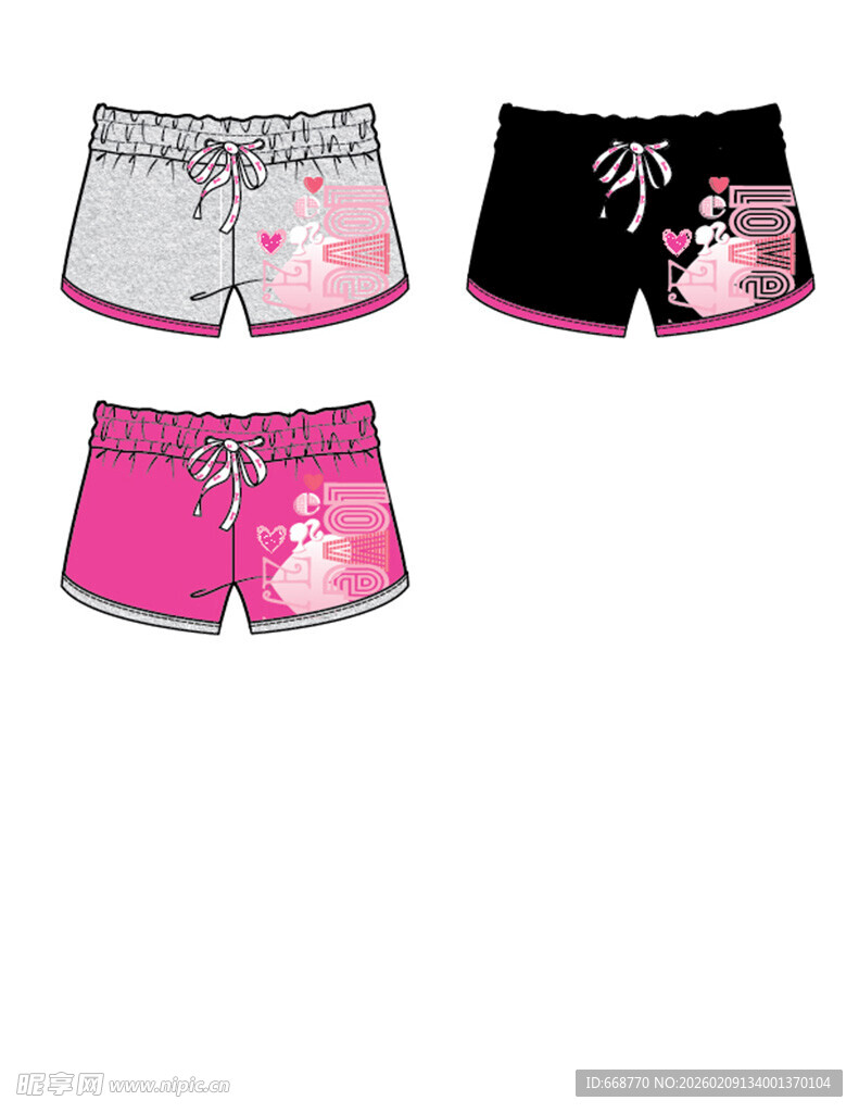 时尚女童短裤三件套展示