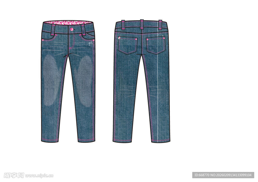 儿童蓝色补丁牛仔裤展示