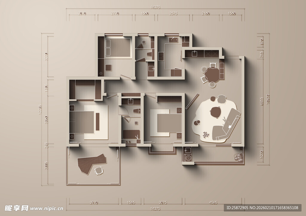 现代简约风格房屋平面图