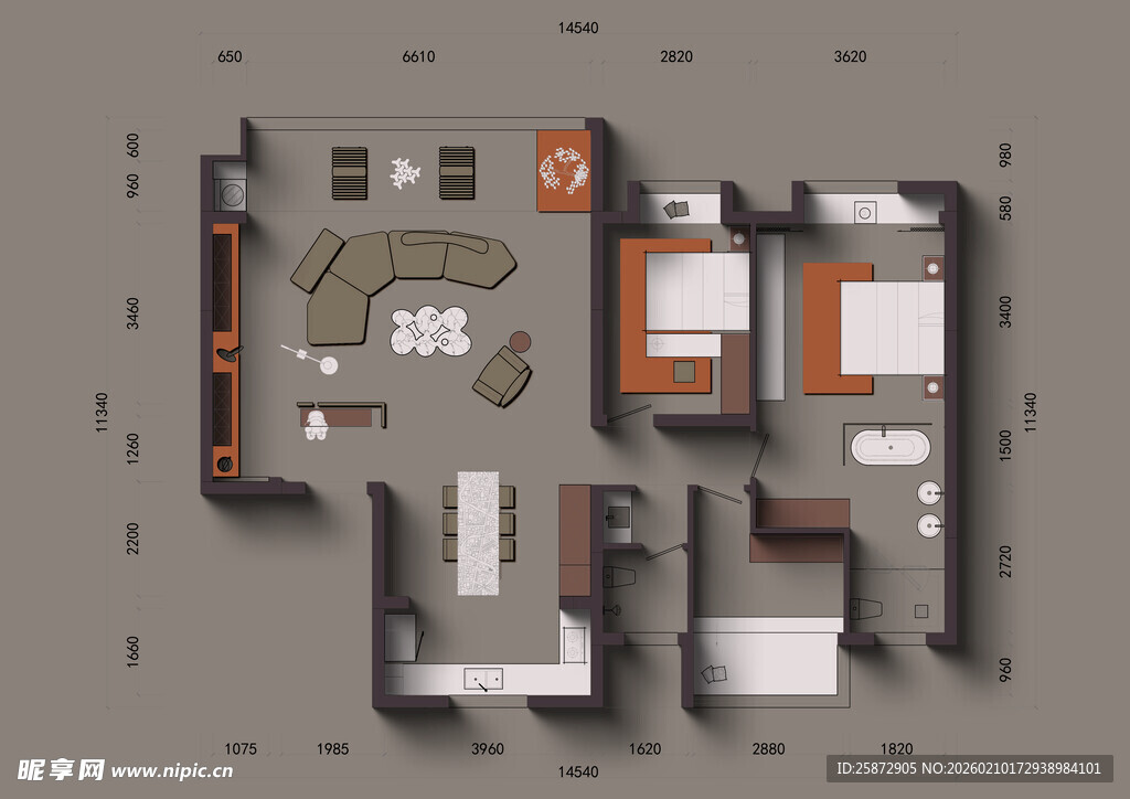 现代简约风格室内平面图