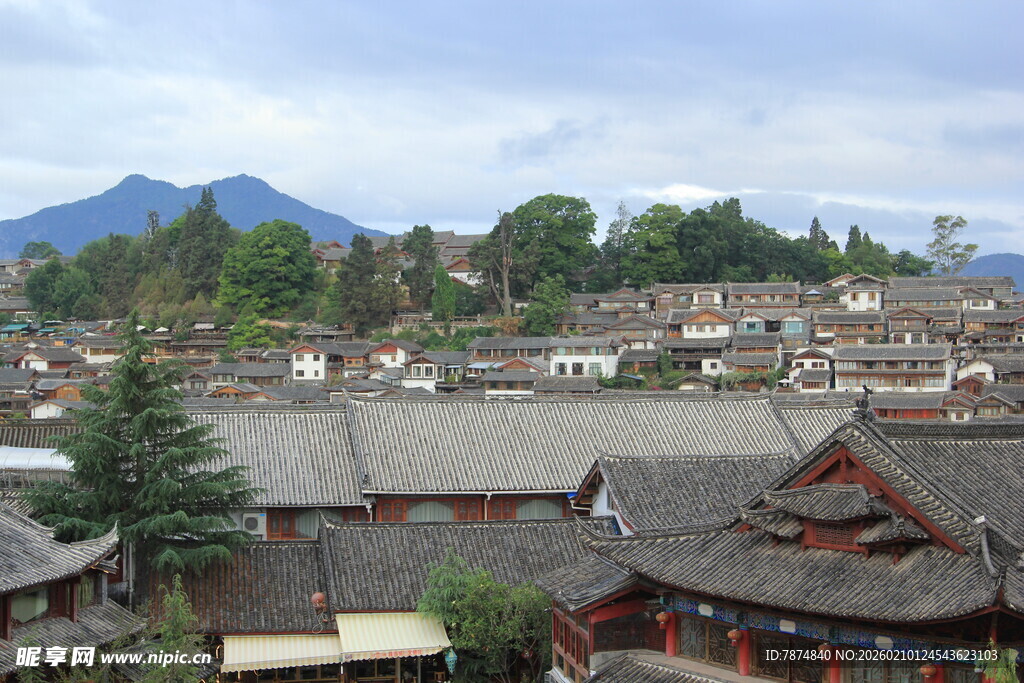 古村落全景 远山近屋