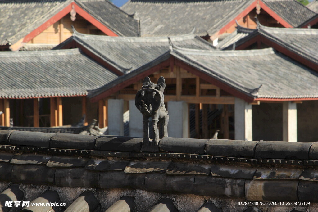 屋顶上的两人身影