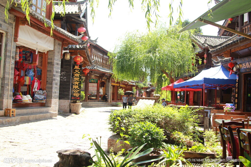 古街景致 绿植点缀的闲适地