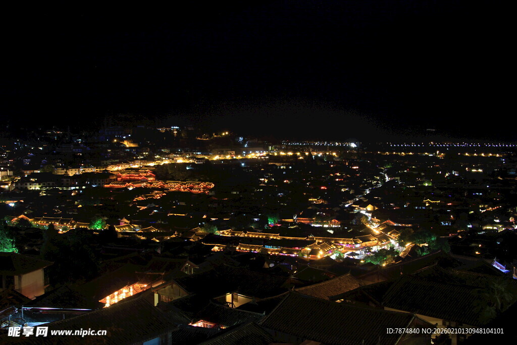 城市璀璨夜景俯瞰图