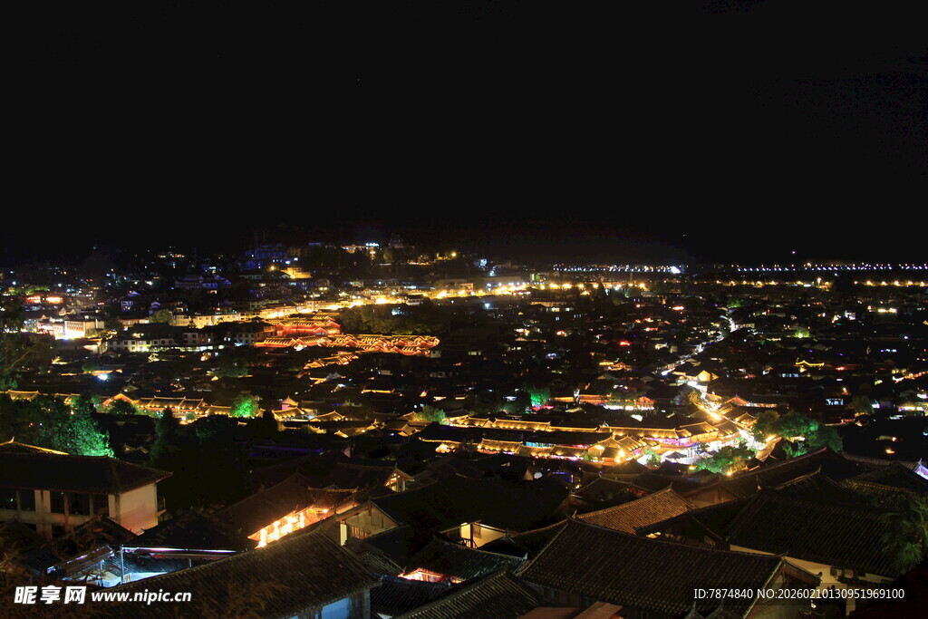 城市璀璨夜景俯瞰图