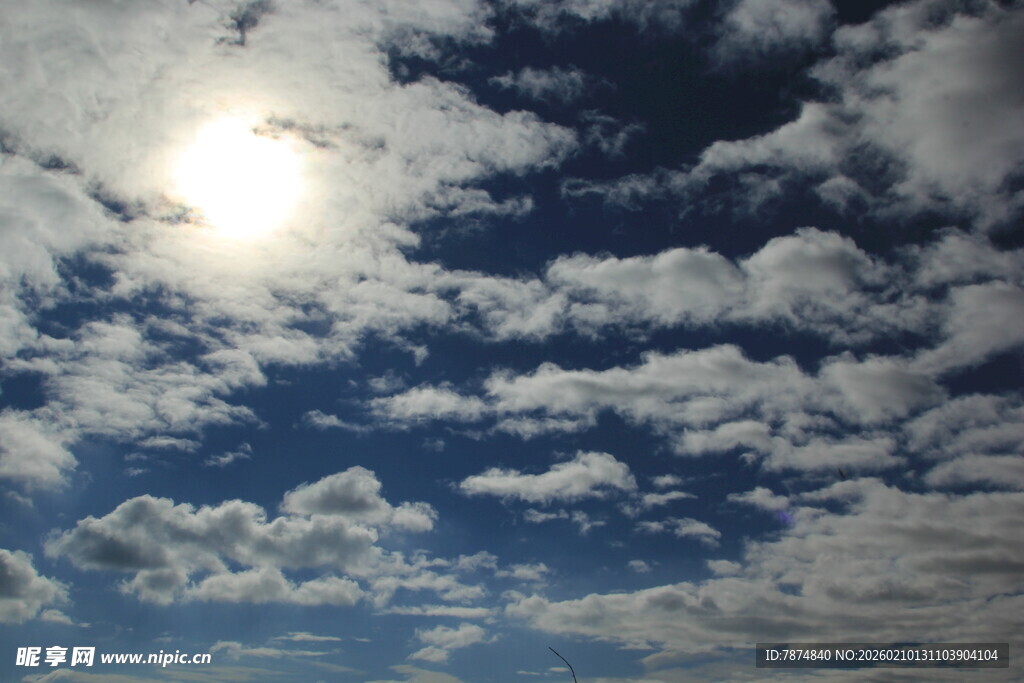 晴朗蓝天中的耀眼太阳