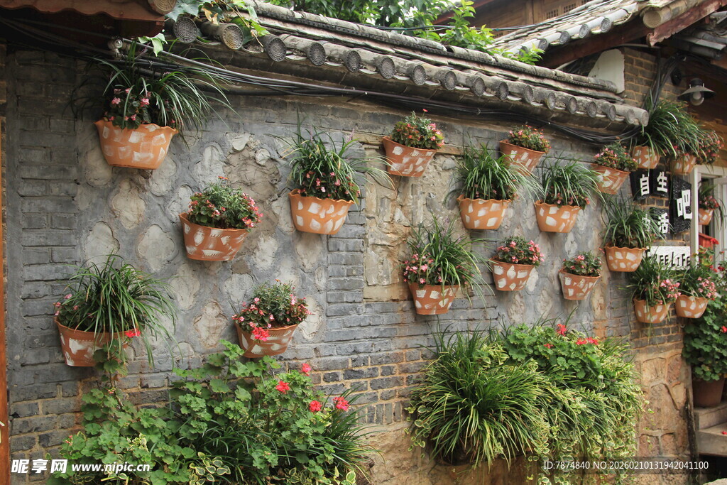 砖墙绿植装饰 自然小景