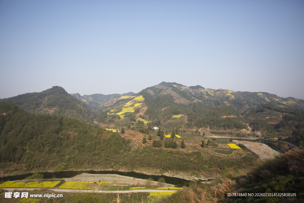 山间春色 蜿蜒公路伴花海
