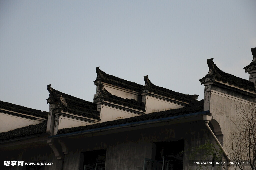 婺源中式古建筑屋顶风貌