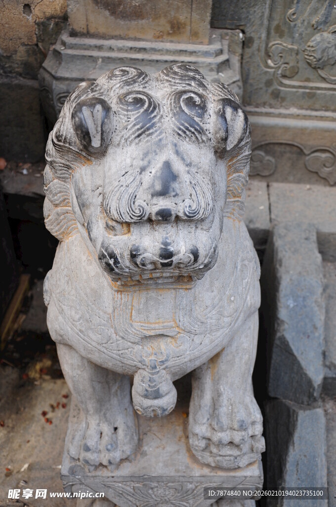 婺源古代石狮子雕塑