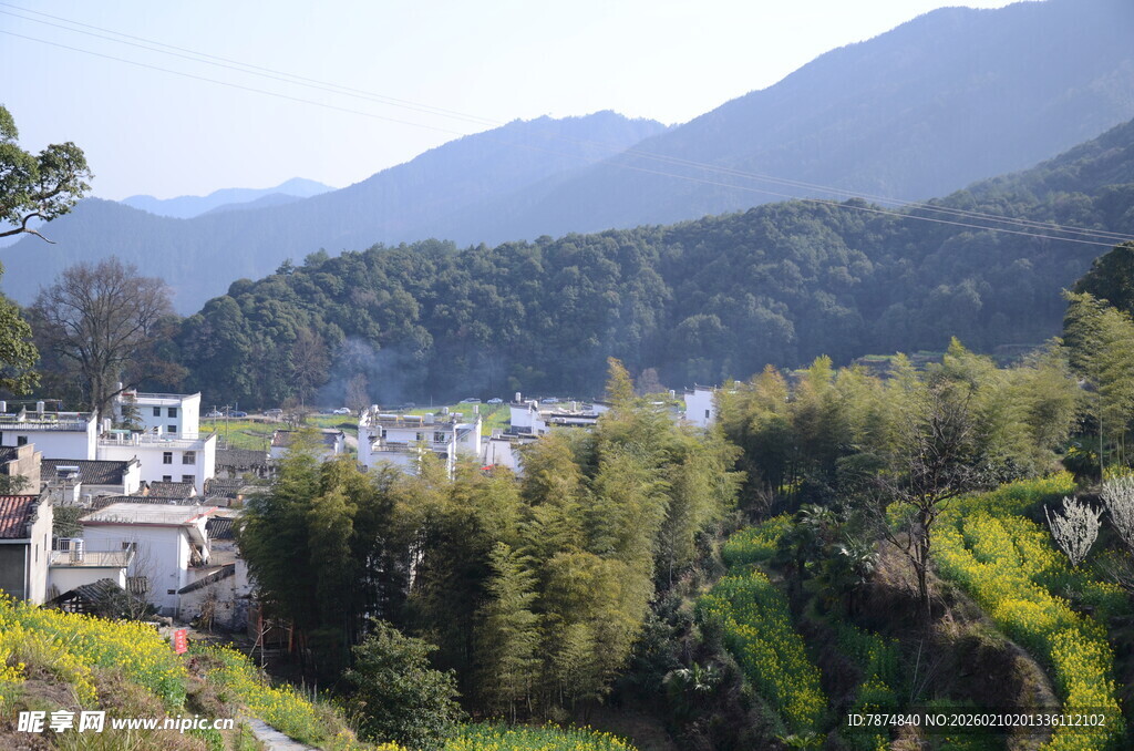 婺源山村美景 绿意环绕的村落