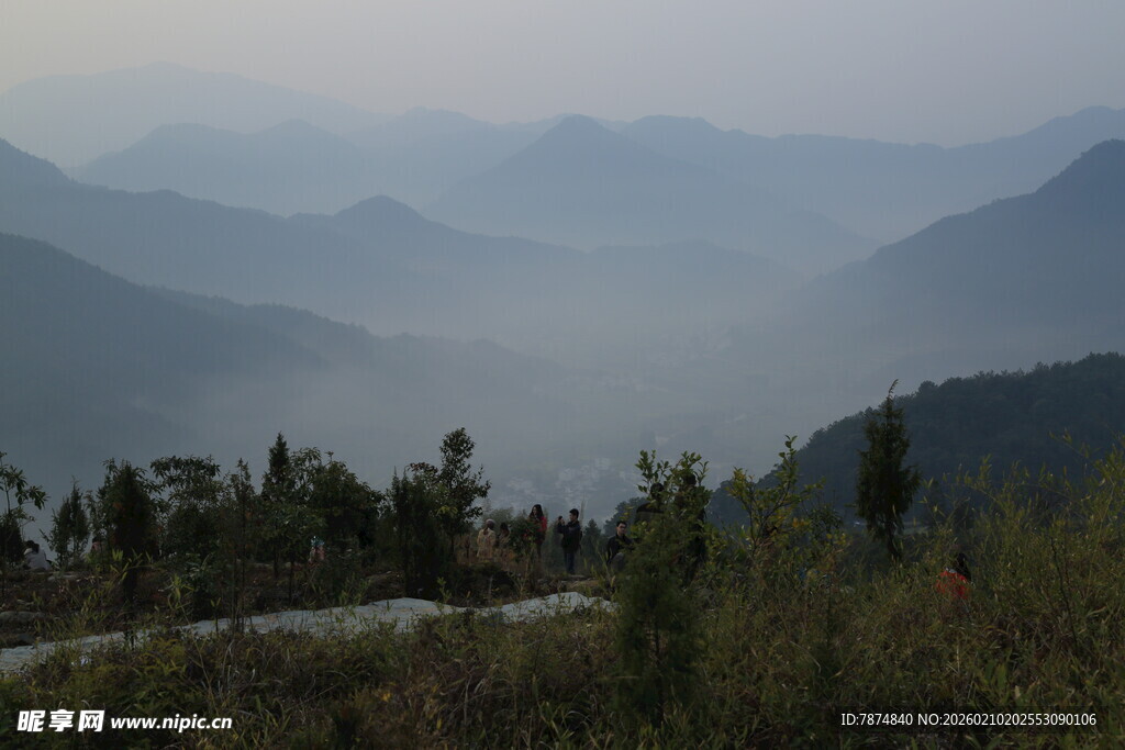 婺源山间晨雾中的葱郁景致