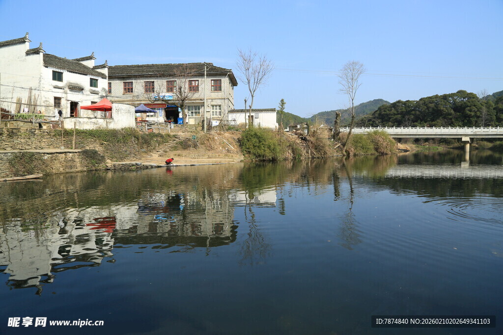 婺源江南水乡河畔民居美景