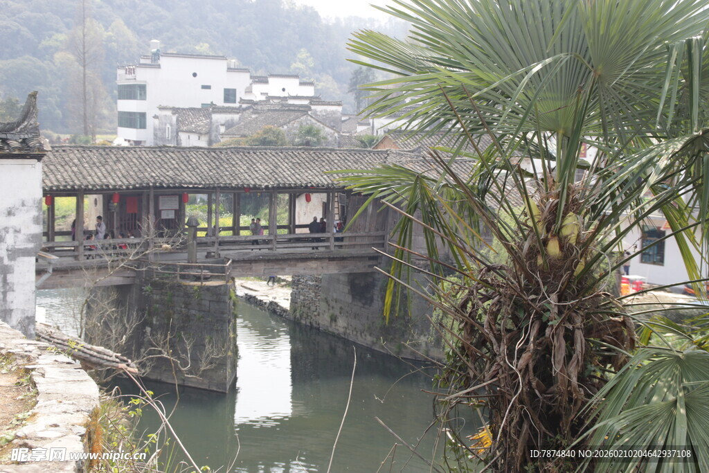 婺源江南水乡古桥风景图