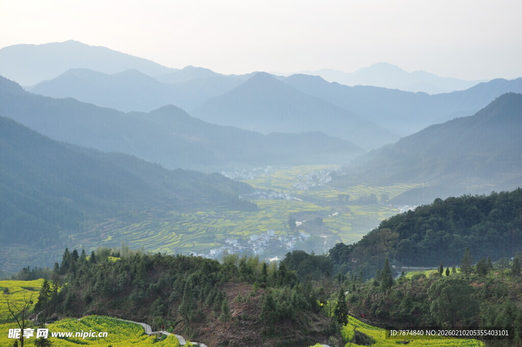 婺源山间美景 绿意盎然的山谷
