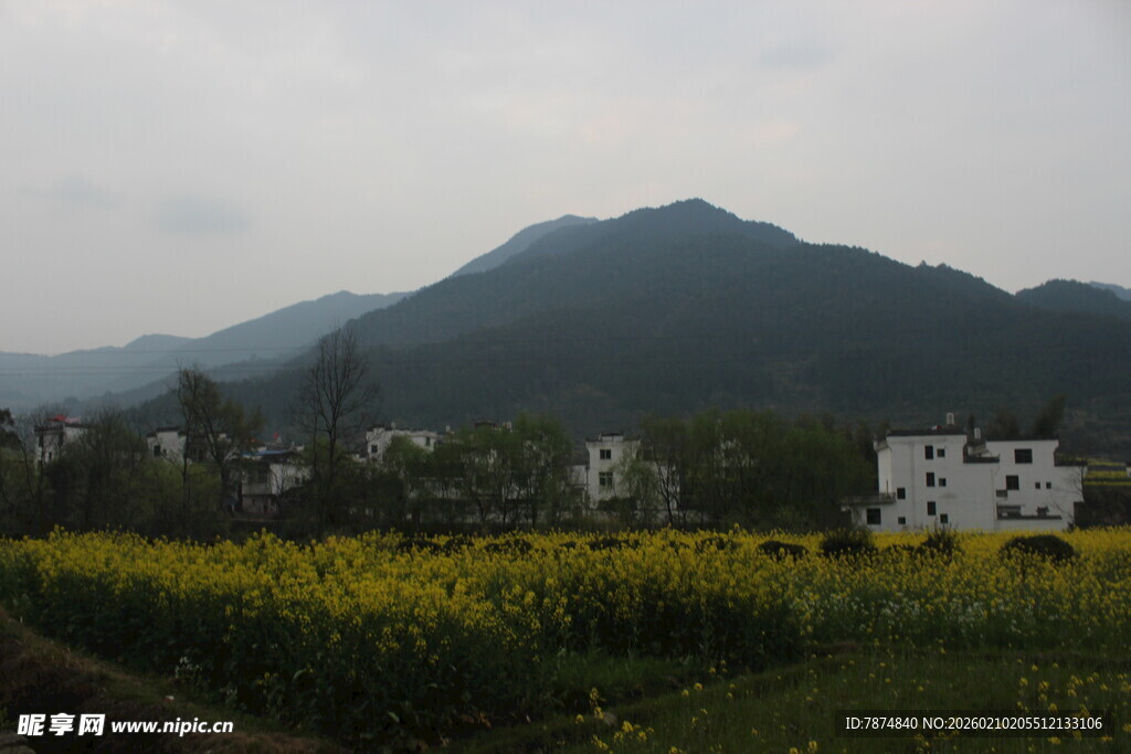 婺源田园风光中的远山与村落