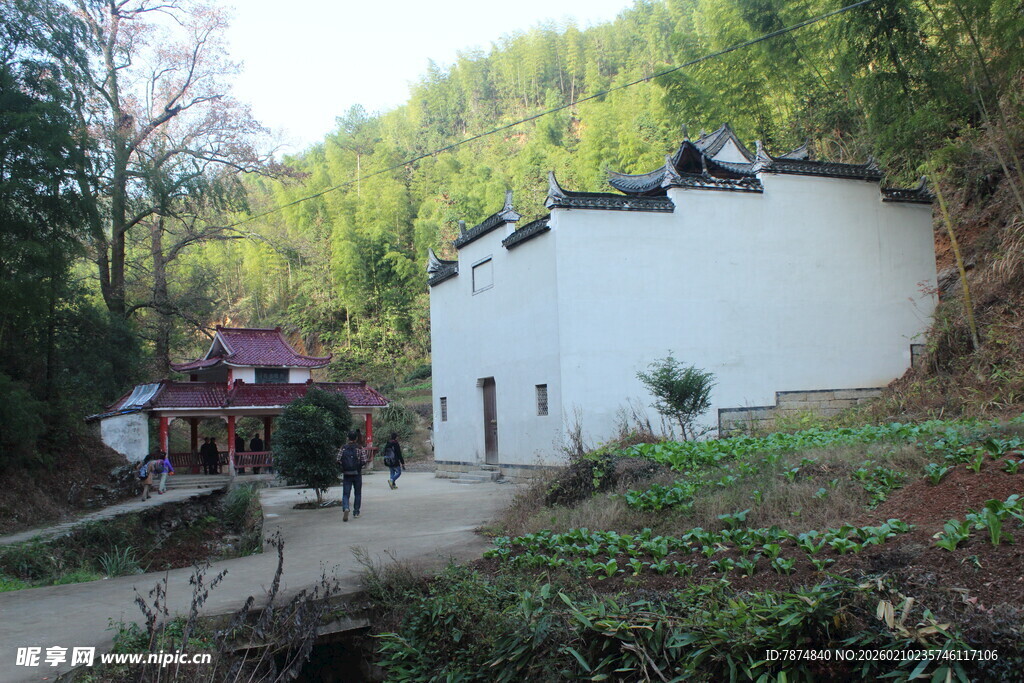 婺源乡村白墙房屋田园景致