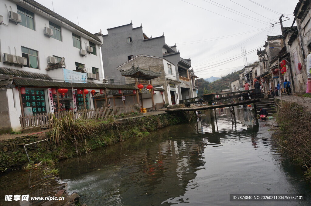 婺源江南水乡古村小河景致