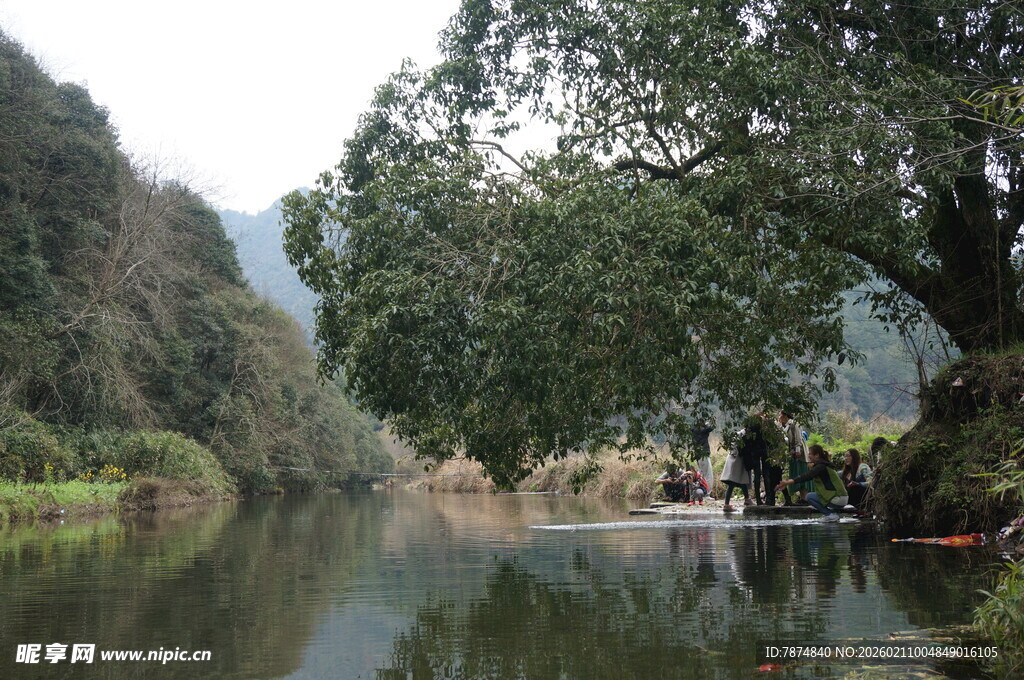 婺源宁静河畔的自然美景