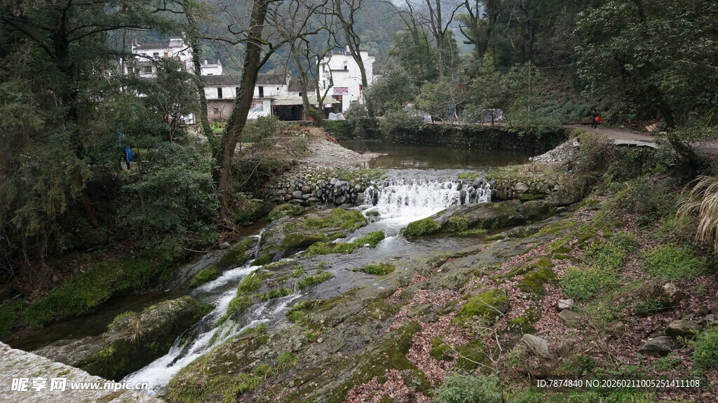 婺源山间溪流旁的自然景致