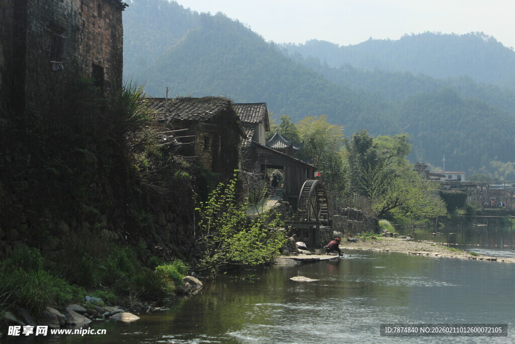 婺源河畔古景 静谧山水风光