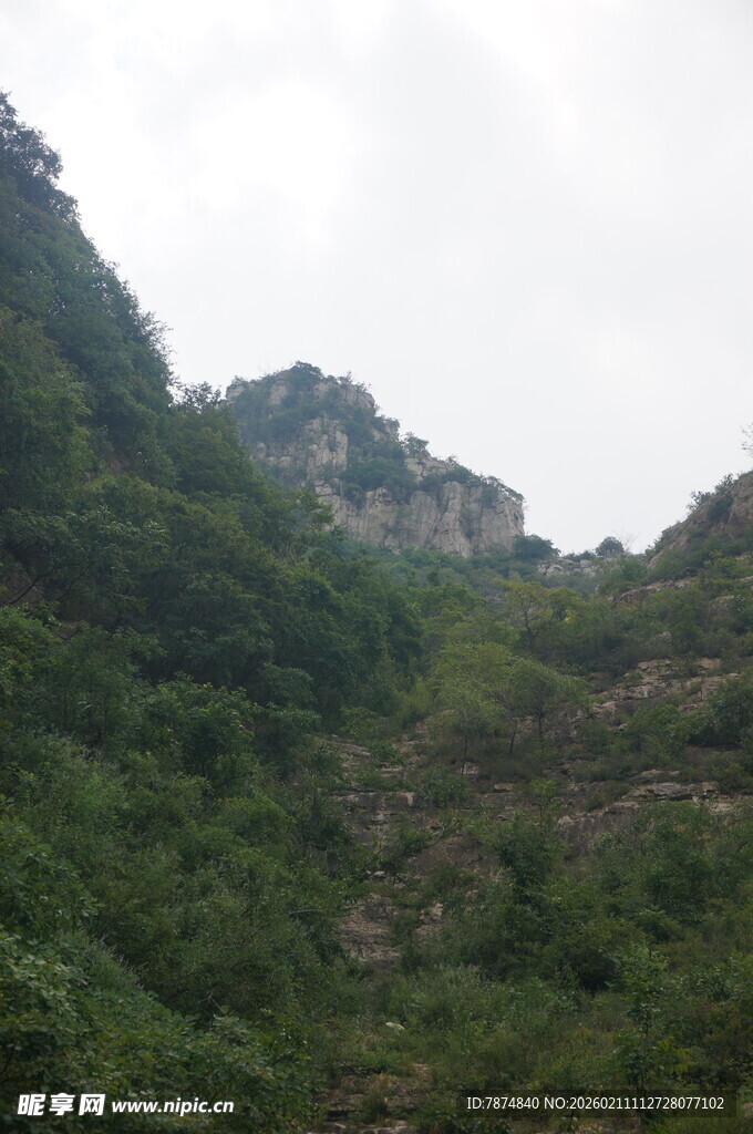 青山葱郁的秀丽山间景致